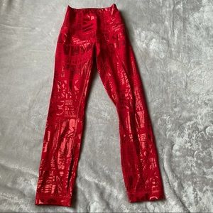 Lululemon Red Leggings Shiny Text
